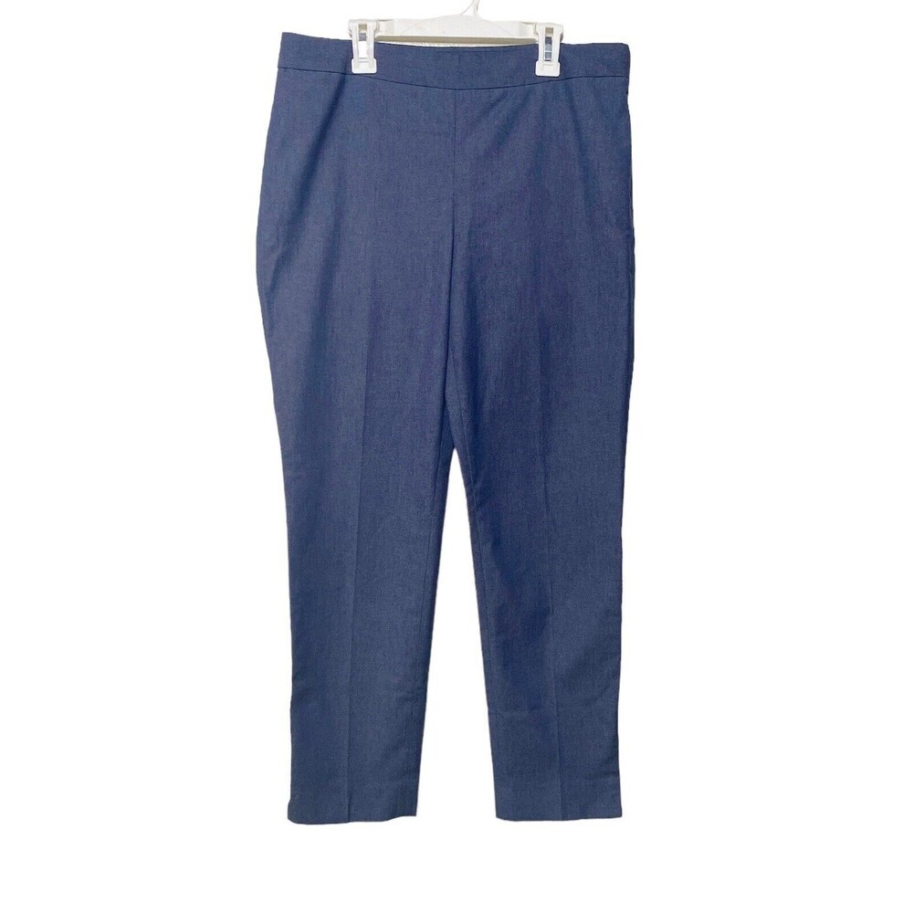 Talbots Chatham Ankle Pants Womens Size 6 Chambray Blue Crop Zip Stretch Flat